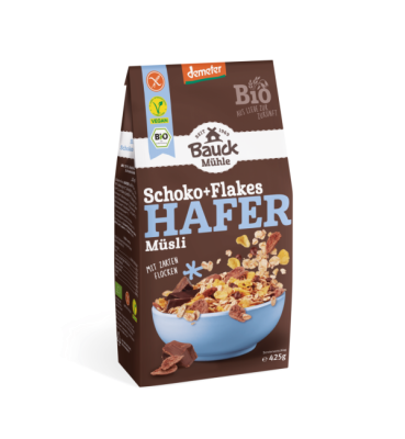 Hafer Müsli Schoko Flakes glutenfrei 425 g Demeter – Mühle Schlingemann