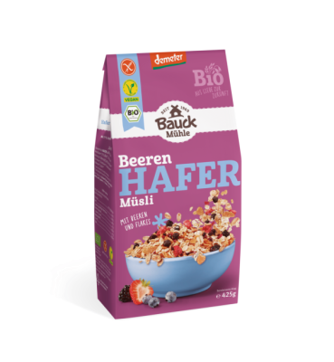 Hafer Müsli Beere glutenfrei Demeter 425 g – Mühle Schlingemann