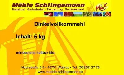 Dinkelvollkornmehl - 5 kg – Mühle Schlingemann