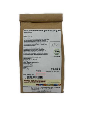 Flohsamenschalen hell gemahlen 250 g BIO