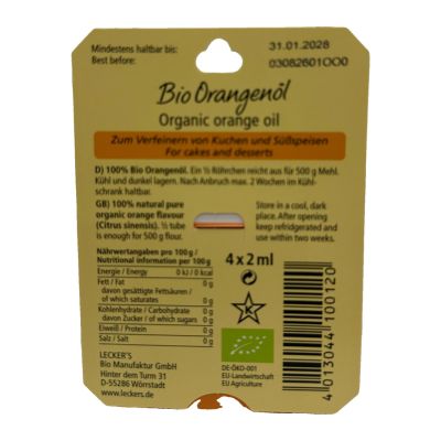 Lecker’s Bio Orangenöl 4 x 2 ml Röhrchen