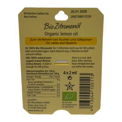 Zitronenöl- 100% naturreises Aroma 4x2 ml BIO