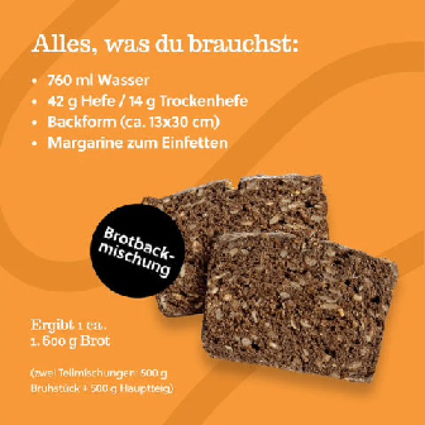 Dinkel-Flocken-Brot mit Sauerteig 1000 g - Backmischung für 2 Brote