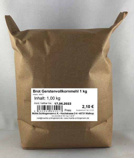 Brot Gerstenvollkornmehl 1 kg