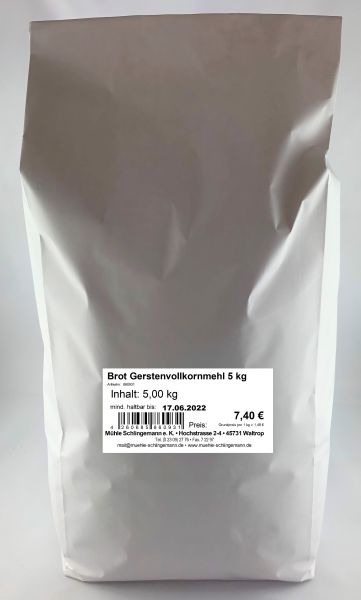 Brot Gerstenvollkornmehl 5 kg