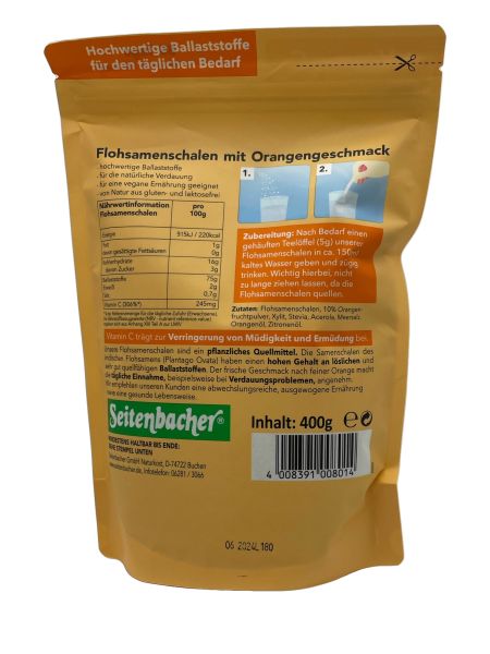 Flohsamenschalen mit Orangengeschmack 400 g