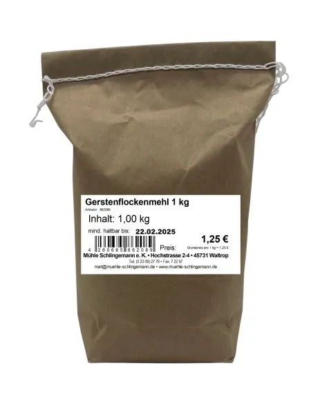 Gerstenflockenmehl 1 kg – Mühle Schlingemann