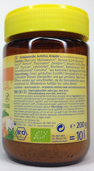 Gemüsebrühe Kräuter hefefrei,Glas  200 g