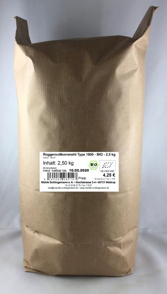 Roggenvollkornmehl - BIO - 2,5 kg
