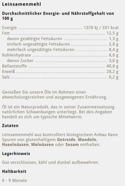 Leinmehl 5 kg Teilentölt